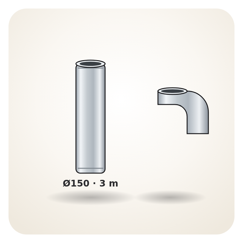 [ACC-FLUE3] Σετ Καπναγωγού Inox Ø150 3m