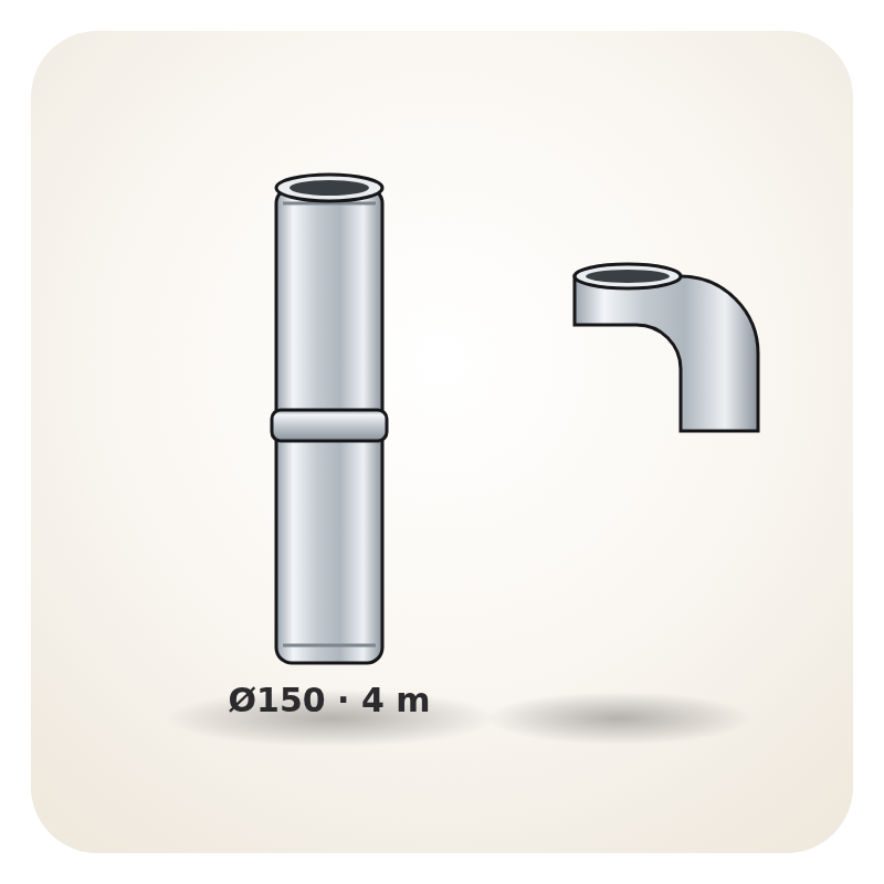 [ACC-FLUE4] Σετ Καπναγωγού Inox Ø150 4m